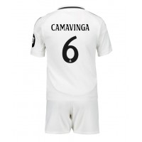 Fotbalové Dres Real Madrid Eduardo Camavinga #6 Dětské Domácí 2024-25 Krátký Rukáv (+ trenýrky)